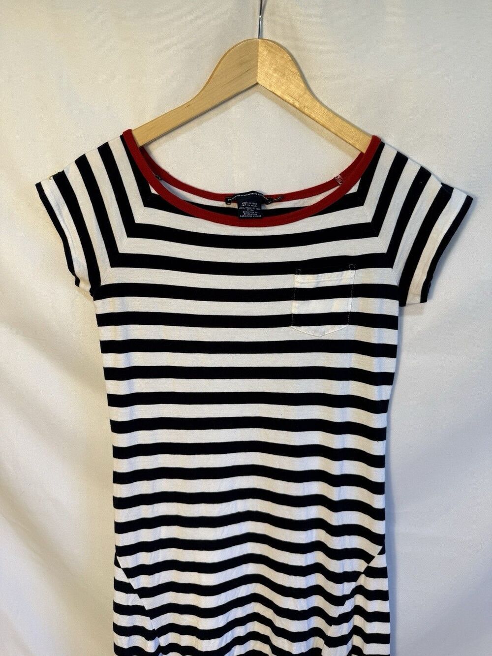 Polo Ralph Lauren T-Shirt Maxi Dress M Navy Stripe Nautical Preppy PIma Cotton - Picture 4 of 7